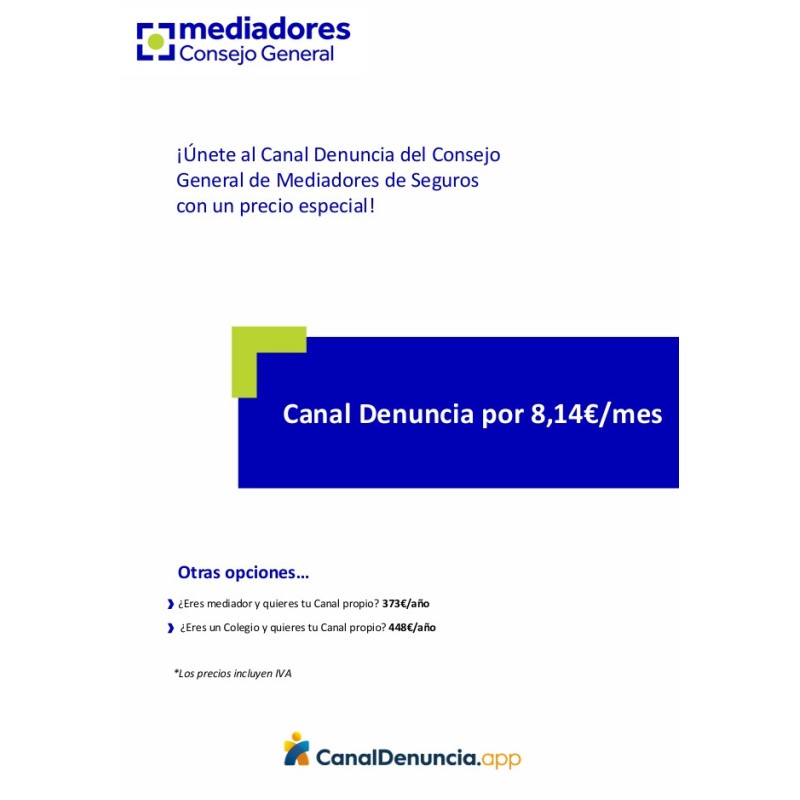 Canal Denuncia para mediadores y Colegios del Consejo General de Mediadores de Seguros